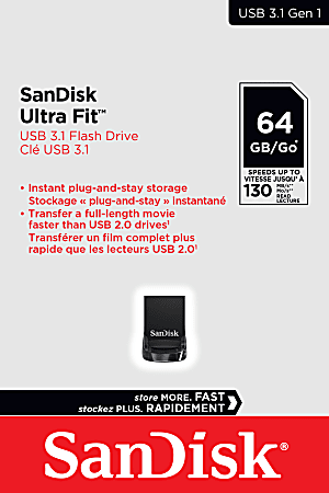 SanDisk Ultra USB 3.0 Flash Drive 128GB Black - Office Depot