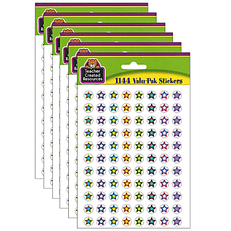Teacher Created Resources® Mini Stickers, Fancy Stars 2, 1,144 Stickers Per Pack, Set Of 6 Packs