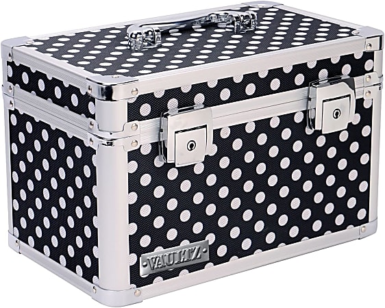 Vaultz Divided Storage Box, 12-5/8”H x 7-5/8”W x 8-13/16”D, Polka Dots