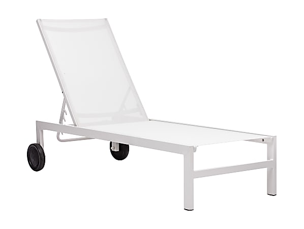 Zuo® Outdoor Castle Peak Guest Lounge Chair, 42"H x 24 1/2"W x 61"D, White