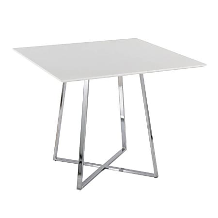 LumiSource Cosmo Contemporary Glam Square Dining Table, 36”H x 36”W x 36”D, Chrome/White