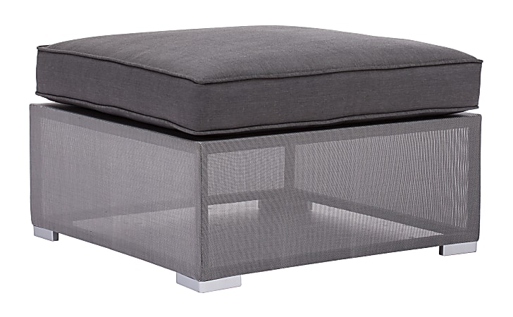 Zuo® Outdoor Clear Water Bay Guest Lounge Seating, Ottoman, 18 1/2"H x 29 9/10"W x 29 9/10"D, Gray