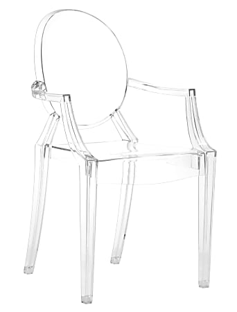 Zuo® Outdoor Anime Guest Chair, 36 1/2"H x 21"W x 21"D, Transparent