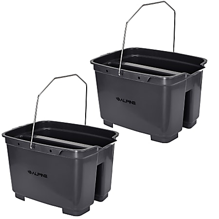 Alpine Divided Plastic Cleaning Buckets, Gray, Pack Of 2 Buckets
