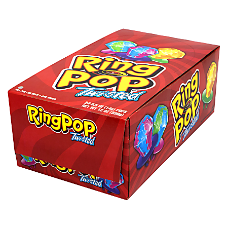 TOPS Ring Pops Candy, 0.5 Oz., Assorted Flavors, Pack Of 24 Ring Pops
