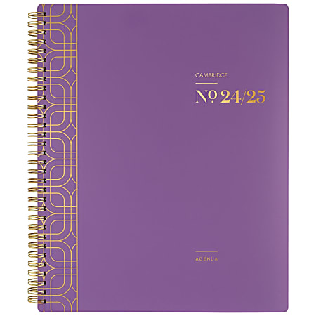2024-2025 Cambridge® WorkStyle® Balance Weekly/Monthly Academic Planner, 8-1/2" x 11", Purple Swirl, July 2024 To June 2025, 1606-905A-19