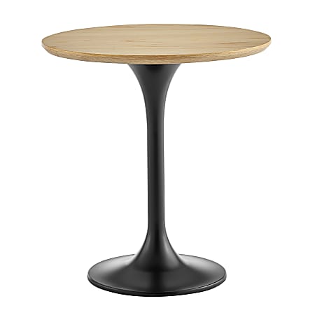 Eurostyle Astrid Round Side Table, 20-1/2”H x 19-1/2”W x 19-1/2”D, Matte Black/Oak