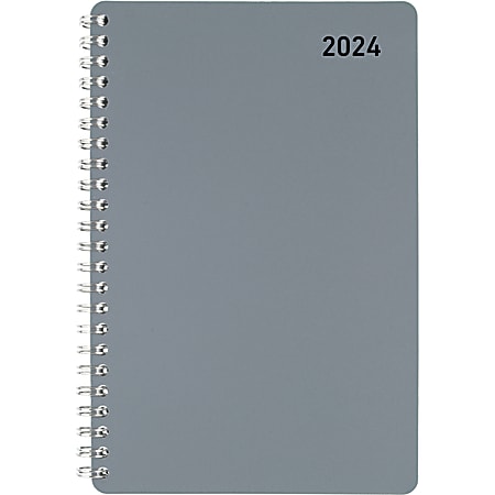2024 Office Depot® Brand Weekly/Monthly Appointment Book, 5" x 8", Silver, January to December 2024 , OD710330