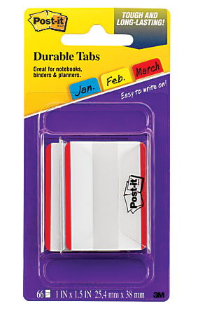 Post-it® Notes Durable Filing Tabs, 2", Red, Pack Of 50 Tabs