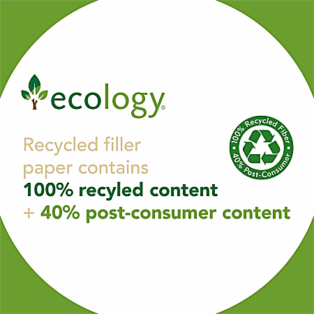 Ecology® Filler Paper, 8 1/2" x 11", 500 Sheets, 100% Recycled, White