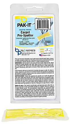 PAK-IT® Carpet Pre-Spotter Packet, Citrus Scent, Yellow, Pack Of 6