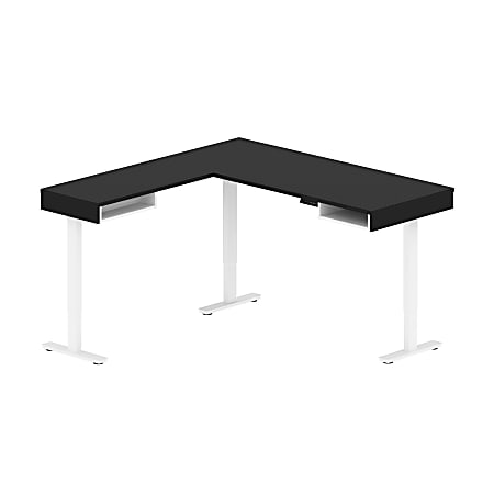 Bestar Viva 72"W L-Shaped Standing Corner Desk, Black/White