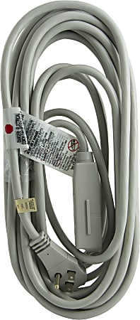GE 3 Outlet Extension Cord, 25' Long Cord, Flat Plug, Gray, 43025