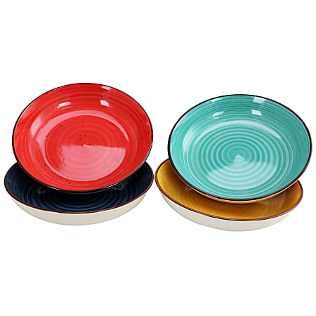 Red Plastic 4-Piece Bowl Set