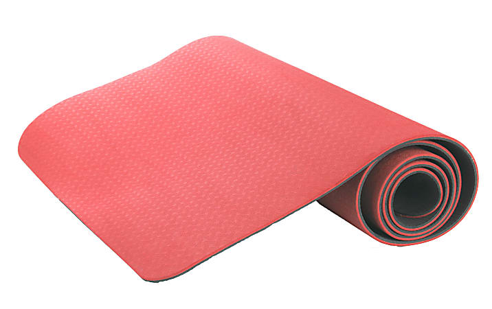Mind Reader 2-Tone Dual-Layer Yoga Mat, 1/4"H x 24"W x 68"D, Red