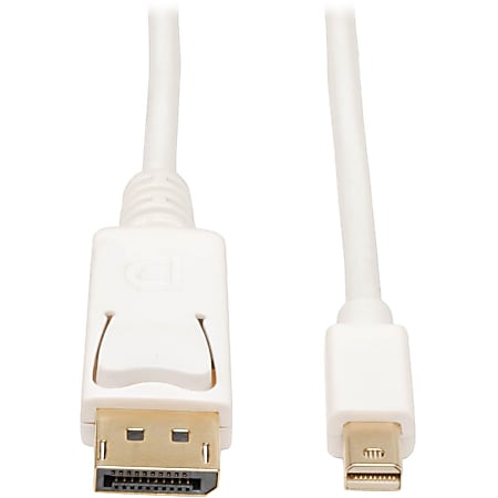 Tripp Lite Mini DisplayPort to DisplayPort Adapter Cable 4K 60Hz (M/M) DP Latching Connector White 6 ft. (1.8 m) - DisplayPort  - P583006