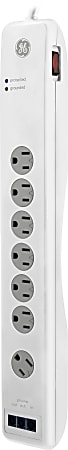 GE 7-Outlet Surge Protector, 4' Cord, White