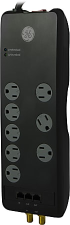 GE 8-Outlet Surge Protector, 4' Cord, Black