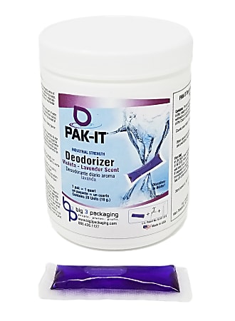 PAK-IT® Industrial-Strength Deodorizer, Violeta Lavender, 9.6 Oz, Pack Of 20 Packets