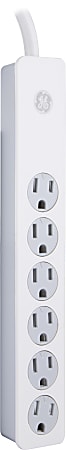 GE 6-Outlet Surge Protector, 3' Cord, White