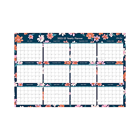 Blue Sky™ Laminated Academic/Regular Monthly Wall Calendar, 36" x 24", Kalista, July 2022 to June 2023/January to December 2023, 136544