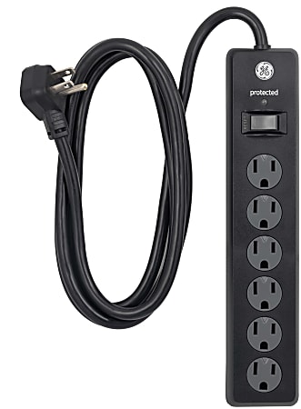 GE 6-Outlet Surge Protector, 6' Cord, Black