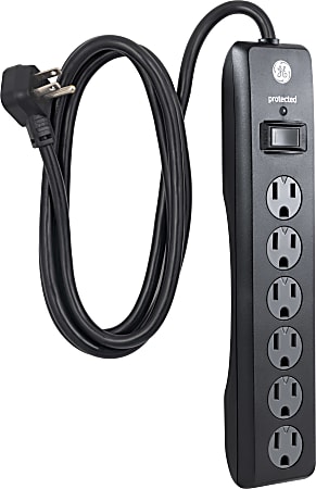 GE 6 Outlet Surge Protector 6 Cord Black - Office Depot