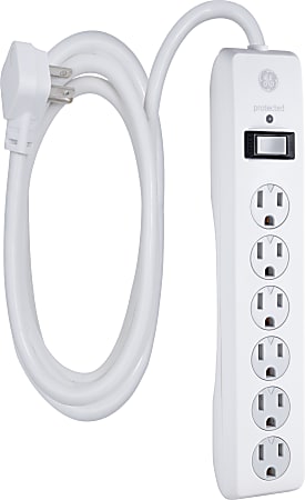 GE 6 Outlet Surge Protector 10 Cord White - Office Depot