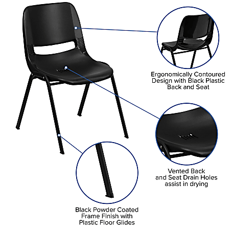 Hercules Series 880 Lb. Capacity Black Ultra Compact Stack Chair With Black Frame | Flash Furniture