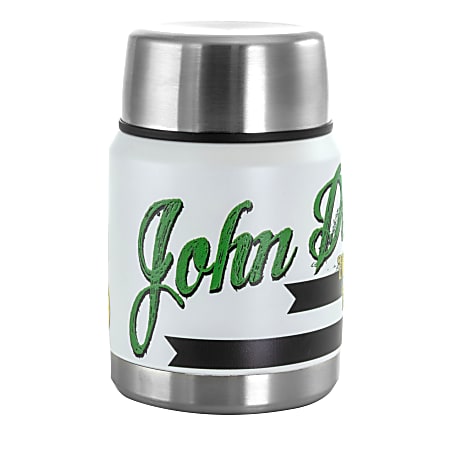 Gibson John Deere Graphic Stainless Steel Thermal Soup Jug With Lid, 12.5 Oz, White