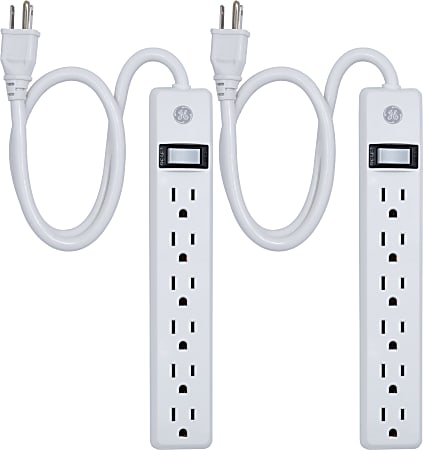 GE 6 Outlet Power Strip 2 Pack, 2&#x27;