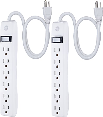 14833 White for sale online Power Strip x2 GE Grounded Six-outlet 