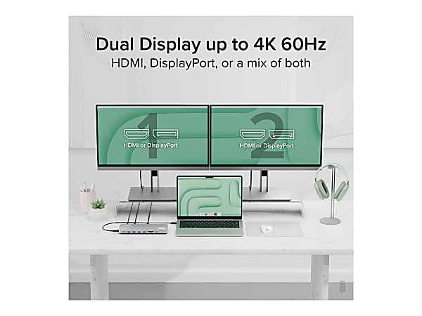 Plugable USB C Laptop Docking Station, Dual Monitor 4K 60Hz  - UD6950PDH