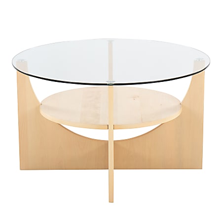 LumiSource Contemporary U-Shaped Coffee Table, 18-3/4”H x 31-1/2”W x 31-1/2”D, Natural/Clear