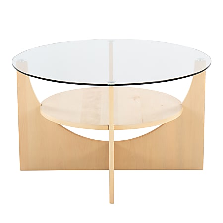 LumiSource Contemporary U-Shaped Coffee Table, 18-3/4”H x 31-1/2”W x 31-1/2”D, Natural/Clear