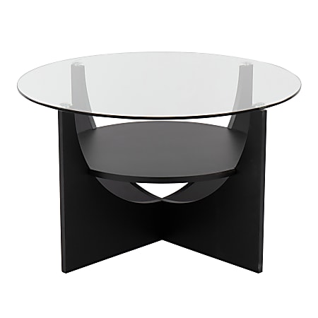LumiSource Contemporary U-Shaped Coffee Table, 18-3/4”H x 31-1/2”W x 31-1/2”D, Black/Clear