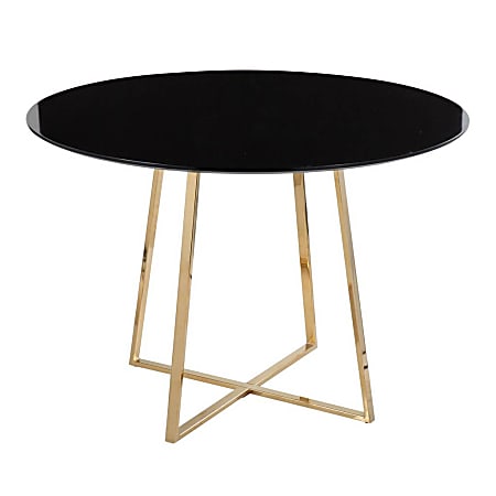 LumiSource Cosmo Contemporary Glam Dining Table, 43-1/2”H x 43-1/2”W x 43-1/2”D, Gold/Black