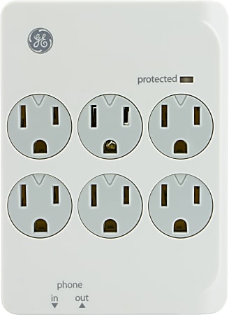 GE 6-Outlet Surge Protector,White