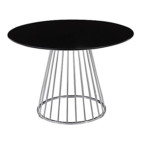 LumiSource Canary Contemporary Dining Table, 29-1/2”H x 29-1/2”W x 43-1/2”D, Silver/Black