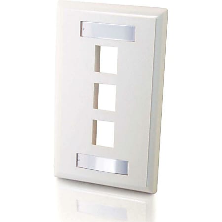 C2G Premise Plus Multimedia Keystone Wall Plate - Mounting plate - white - 3 ports