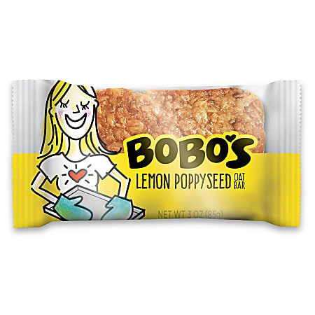 BoBo's Oat Bars Lemon Poppyseed, 3.5 Oz, Box of 48 Bars
