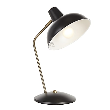LumiSource Darby Table Lamp, 15-1/2"H, Black Shade/Black And Gold Base