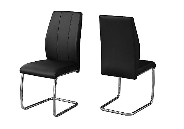 Monarch Specialties Sebastian Dining Chairs, Black/Chrome, Set Of 2 Chairs