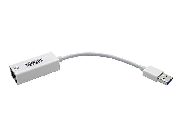 Tripp Lite USB 3.0 SuperSpeed to Gigabit Ethernet NIC Network Adapter RJ45 10/100/1000 White - Network adapter - USB 3.0 - Gigabit Ethernet - white