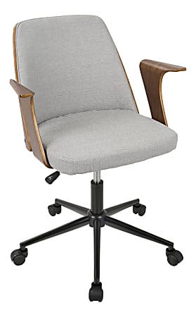 LumiSource Verdana Mid-Century Modern Mid-Back Chair, Gray/Walnut/Black