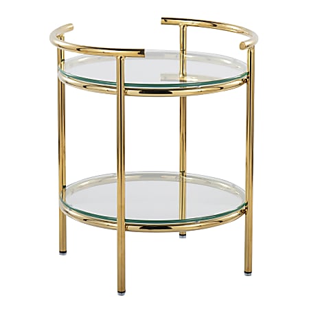 LumiSource Rhonda Contemporary Glam Side Table, 22”H x 17-1/4”W x 19-1/4”D, Gold/Clear