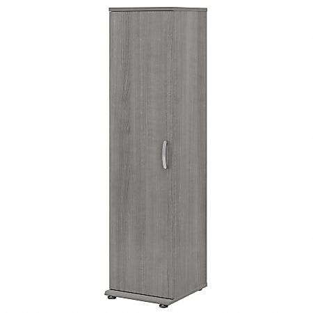 Bush® Business Furniture Universal Tall Narrow Storage Cabinet With Door And Shelves, Platinum Gray, Standard Delivery