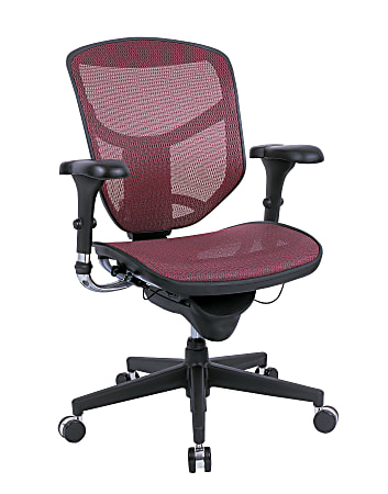 WorkPro® Quantum 9000 Series Ergonomic Mesh/Mesh Mid-Back Chair, Black/Red, BIFMA Compliant