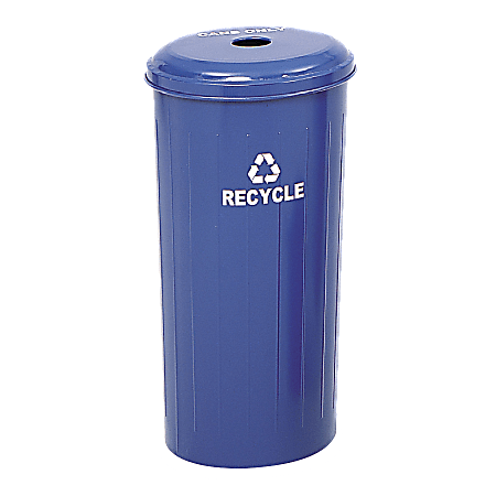 Safco® Round Recycling Receptacle With Lid, 20 Gallons, Blue