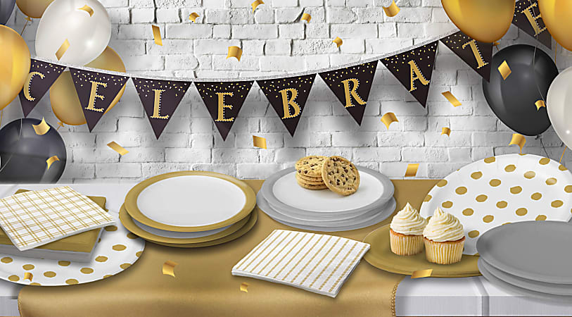 Time to Celebrate™ Celebrate Party Kit For 20 Persons, Gold/Silver/White